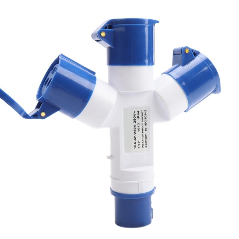 16A 2/3-ходовой разветвитель, устойчивый к коррозии, электрический сетевой адаптер для подключения караванов, автодомов