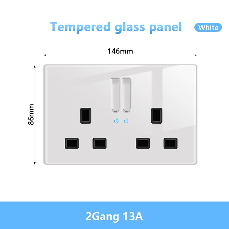 Белый светодиодный индикаторный световой выключатель Панель стеклянная клавиша пианино Самовосстанавливающийся настенный выключатель розетка, UK FR EU Универсальная электрическая розетка USB