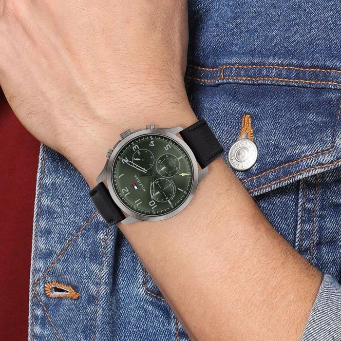 Tommy Hilfiger - Montre Hommes - Quartz Multi-Cadrans - Bracelet Cuir Noir - 1791856