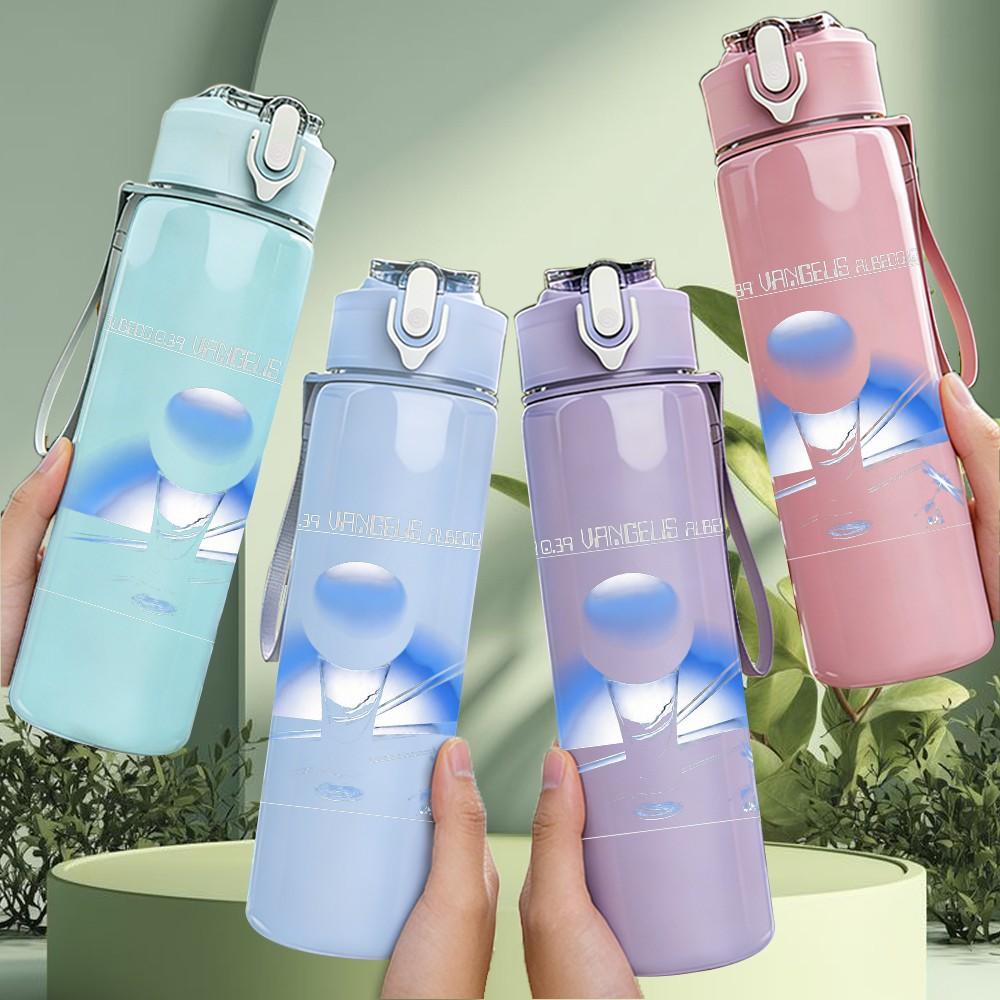 1PC Faint heart line sketch minimal print 750ml colorful plastic sports water bottle leakproof pop up lid with straw for outdoor work home use