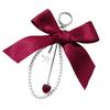 Fashion Pearls Cherrys Star Keychain with Ribbon Bowknot Handmade Sturdy Alloy Resin Charm for Women Ladies Daily Use