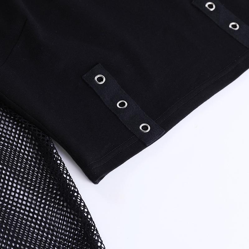 GMXIA Summer Women Dark Style Fashion Spice Sexy Slim Punk Strapless Long Sleeve Top Woman