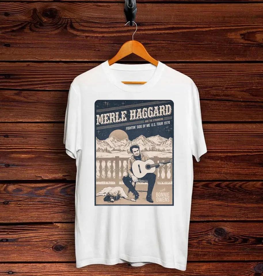 Merle Haggard 1970 Concert White Cotton Full Size S-5XL Unisex T-Shirt