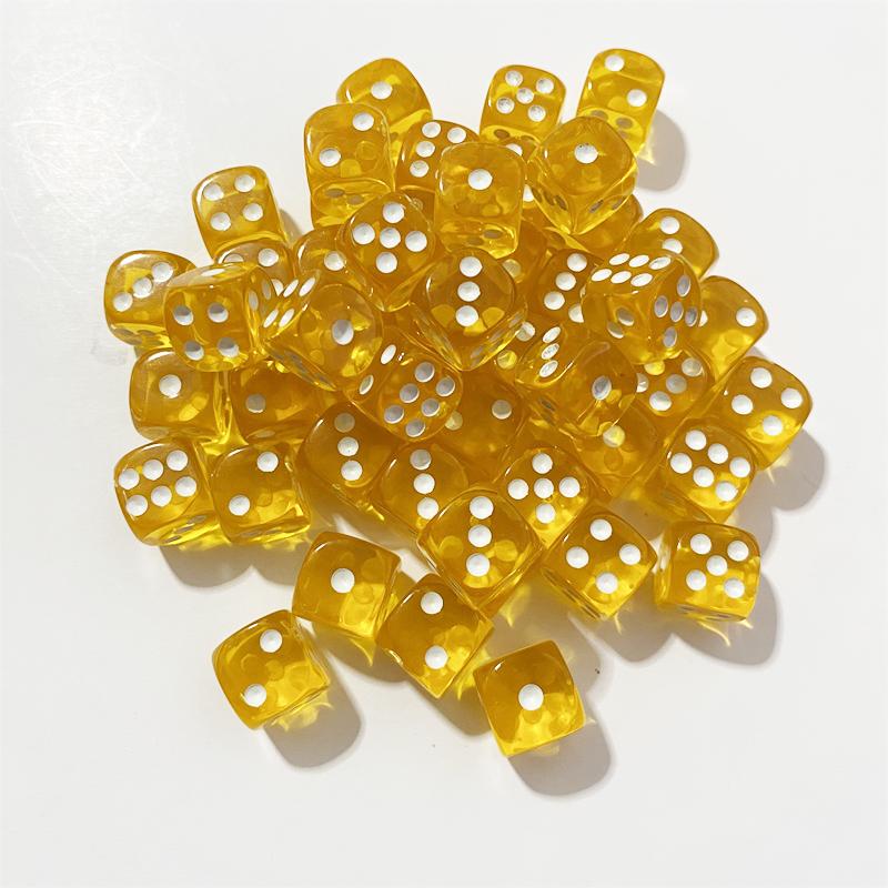 50pcs/Pack High Quality New 12mm Acrylic Transparent D6 Point Dice #12 Round Corner Boutique Dice