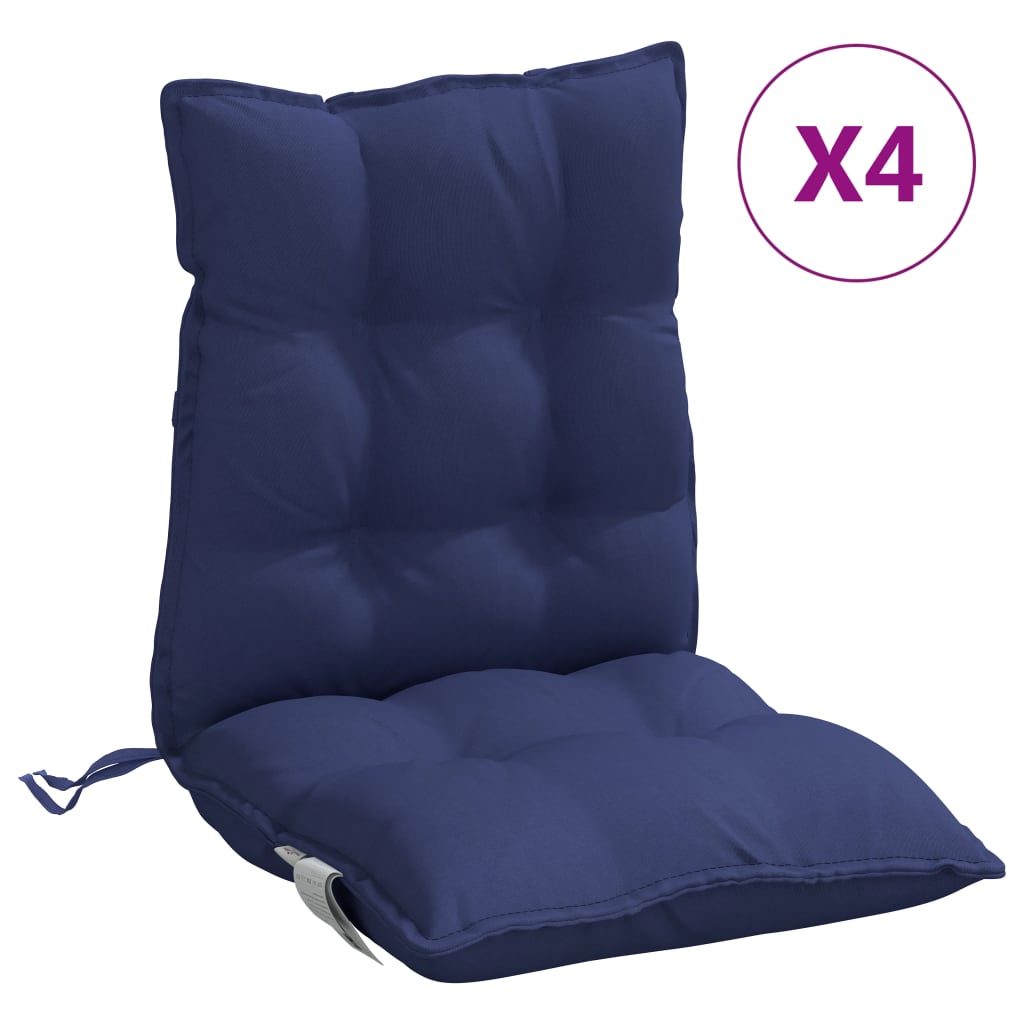 Low Back Chair Cushions 4 pcs Navy Blue Oxford Fabric