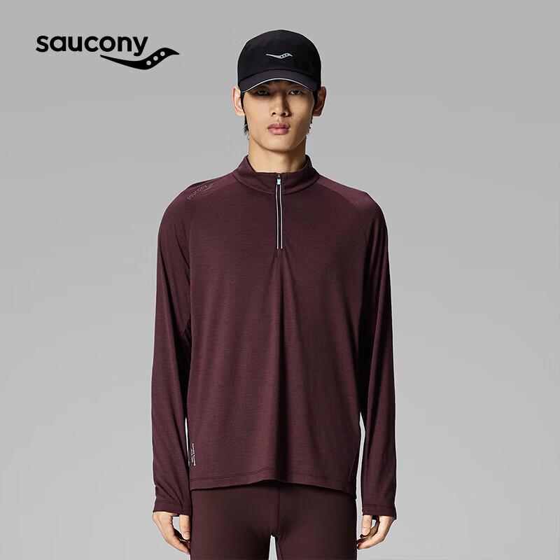 SAUCONY Мужской топ с полумолнией и длинным рукавом из смесовой шерсти