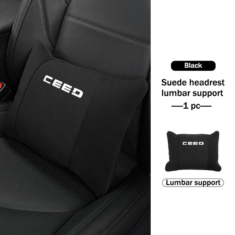 Car Logo Suede Seat Headrest Neck Pillow Soft Comfort Cushion Lumbar Support For KIA Cerato Proceed Venga Stonic Picanto SorentoWL2