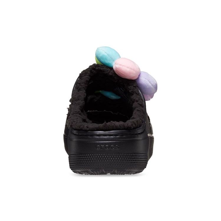 Crocs Классические теплые флисовые тапочки с цветочным принтом, унисекс, черные 209240-001