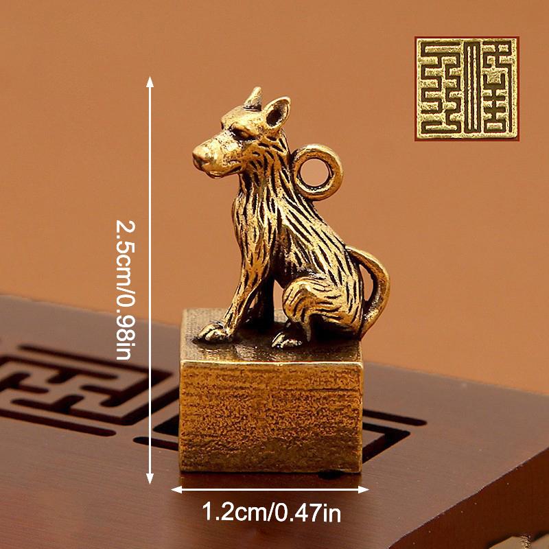 Китайский латунный зодиак винтажная печать брелок кулон подвеска для рюкзака ремесло сувенир подарок