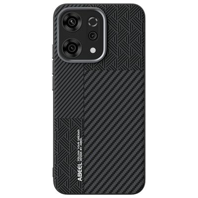 ABEEL Для Oppo Reno14 5G (Глобальный) Чехол для телефона из ПК+ТПУ+алюминиевого сплава+ПУ кожи, совместимый с MagSafe