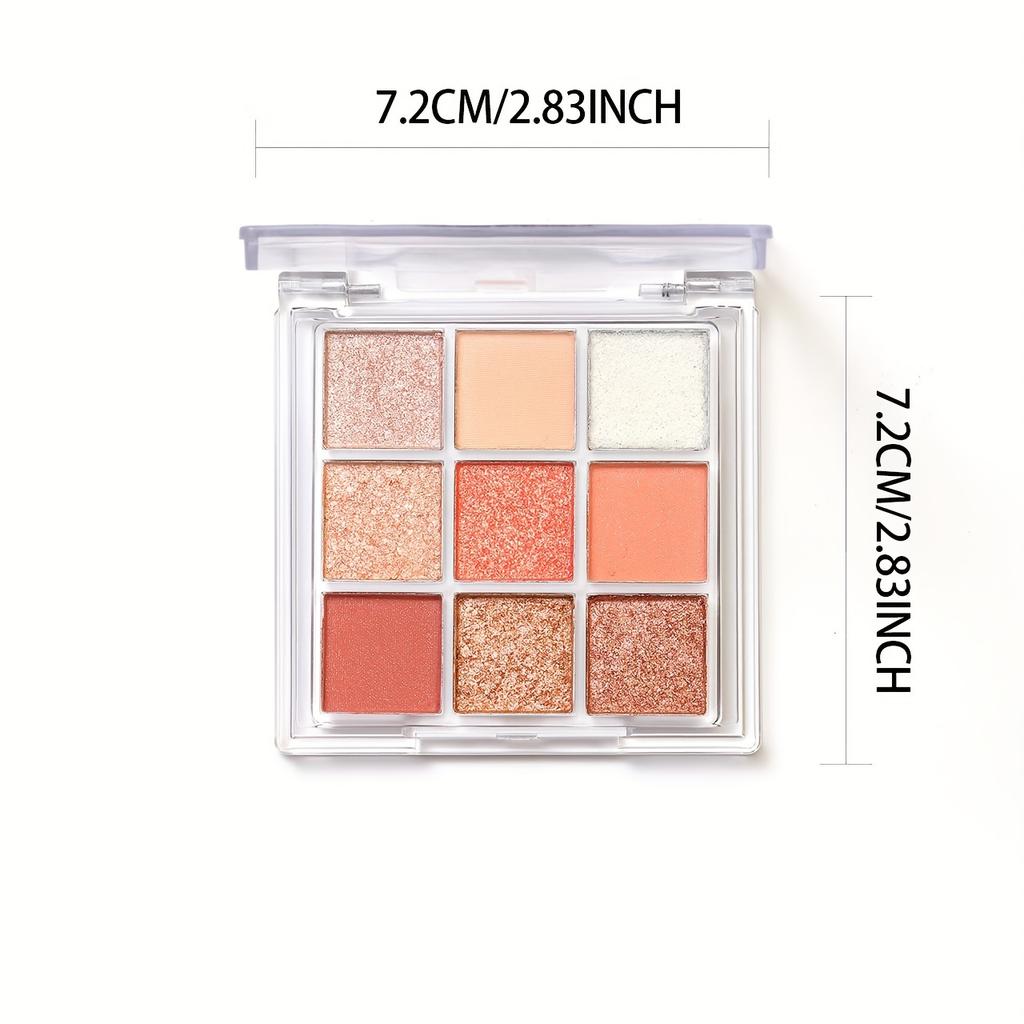 Charming and Versatile Transparent Nine-Color Eyeshadow Palette with Shimmery Luster and Matte Finish, Long-Lasting and for Diverse Makeup Looks;