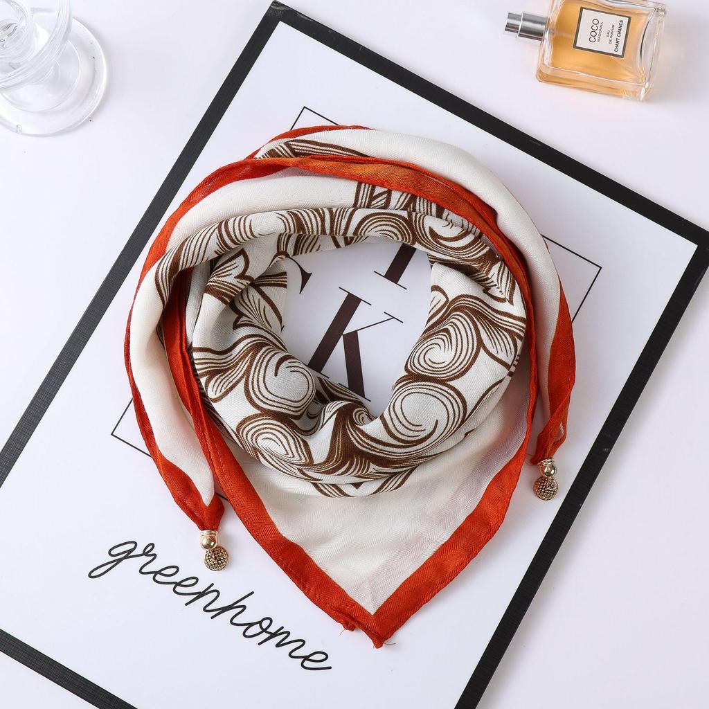 Осенне-зимний шелковый шарф в западном стиле с корейским акцентом в виде магнитного золотого шарика