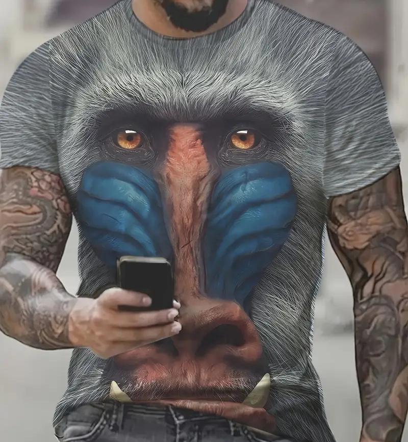 XXS-6XL плюс размер мужская футболка 3D смешная обезьяна графический принт футболка для женщин мода короткий рукав топы футболки мужская одежда