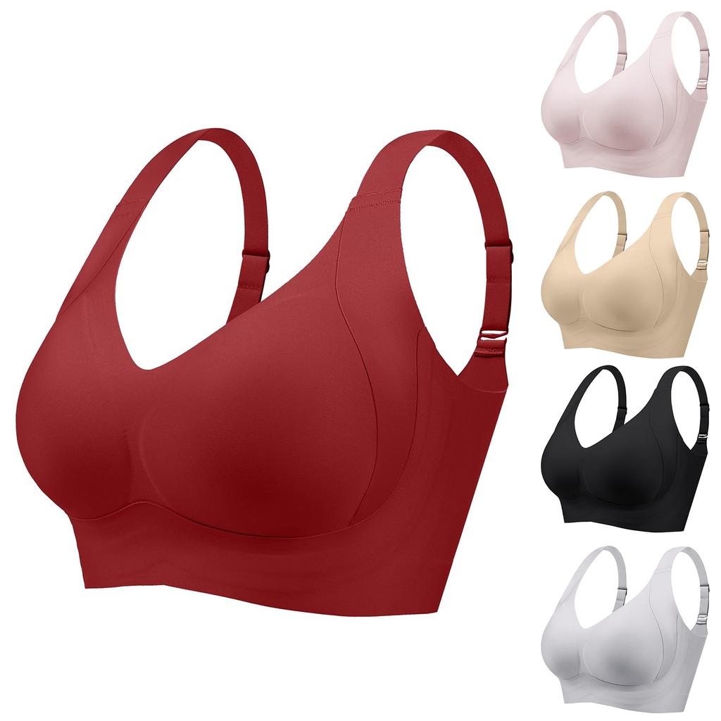 Women's Adjustable Breast Reduction Red Bra Large Size Top-Up Anti-Sagging Big Breast Revealing Small Bra