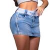 Женская джинсовая короткая юбка Collision Color Drawstring Wrap Hip