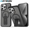 KEYSION Противоударный полупрозрачный чехол для MagSafe для iPhone 14 Pro Max 13 Pro Max с подставкой Беспроводная зарядка Матовый прозрачный чехол
