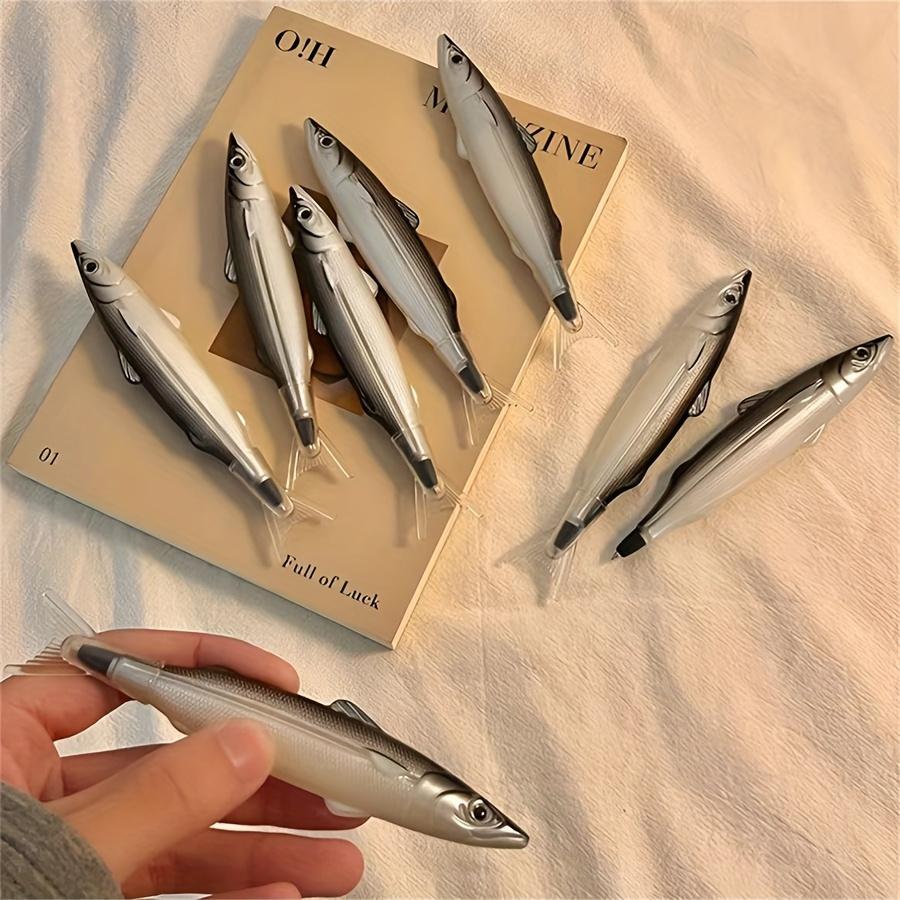 1 шт. Милая шариковая ручка в виде океанской рыбки - Квадратный корпус ручки с нажимным колпачком - Креативная ручка-симуляция соленой рыбы