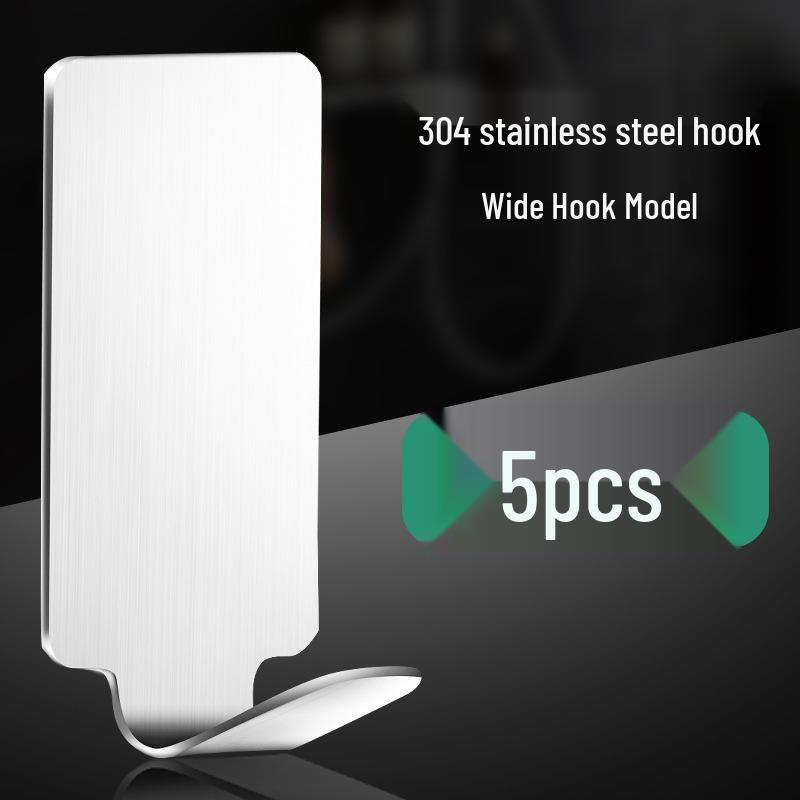 Stainless Steel Adhesive Wall Hook for Clothes, Coats, and Hats - No-Punch Installation, Ideal for Kitchen and Bathroom.
