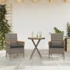 VidaXL Bistro Set with Cushions 3 Pcs Grey Rattan and Acacia, Garden Bistro Set, Balcony Set, 3278754