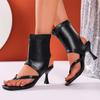 Fashion Plus Size Women's New Summer Sandals Toe-in Leather Stiletto Kitten Heel Cooling Boots