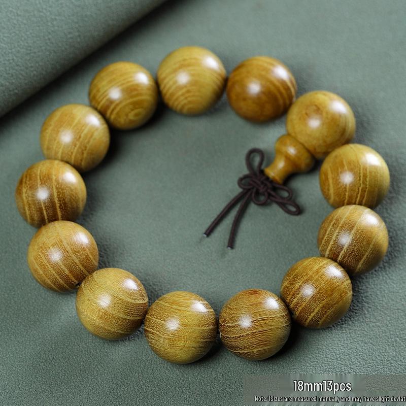 Golden Sandalwood Buddhist Beads Bracelet: Men's & Women's 108 Beads Rosary for Cultural and Spiritual Play.