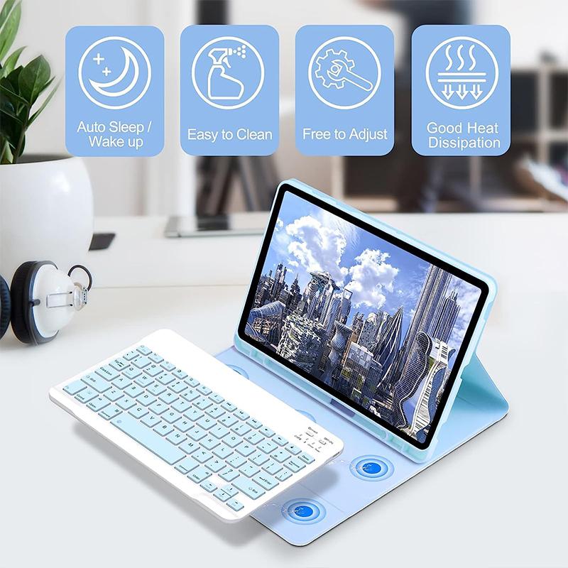 Чехол с Bluetooth-клавиатурой для планшета Samsung Galaxy Tab S6 Lite 10,4 A8 10,5 S7 S8 S9 11 дюймов S7 FE S8 S9 Plus 12,4 дюйма, мягкий силиконовый защитный чехол