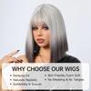 BLONDE UNICORN Короткие прямые парики Белый Серый парик Боб с челкой Натуральные женские накладные волосы Повседневная вечеринка Рождественский синтетический парик Высокая температура