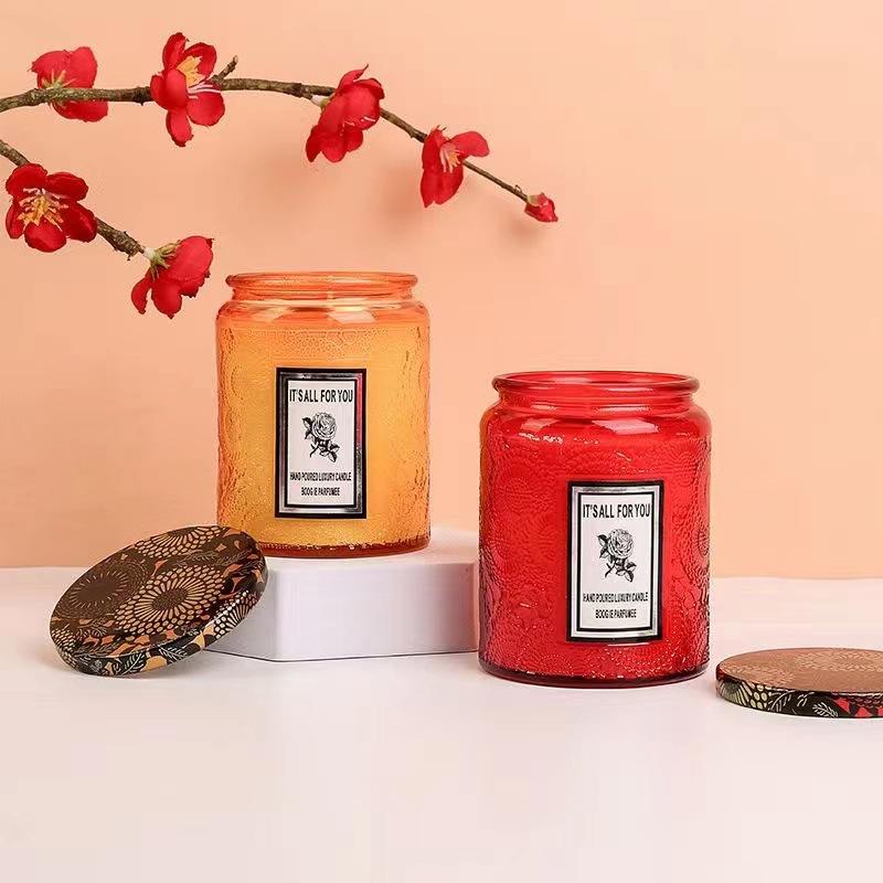 Ароматическая свеча в рельефном стакане, без растительного воска, романтический сувенир, в японском стиле