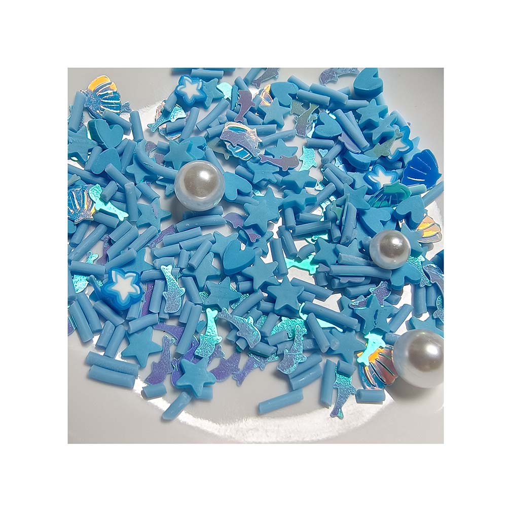 2024 New Slime Fillers Soft Polymer Clay Blue Fish Star Sprinkles Mixed Acrylic Pearl Beads Fit Nail Craft Slime Toys
