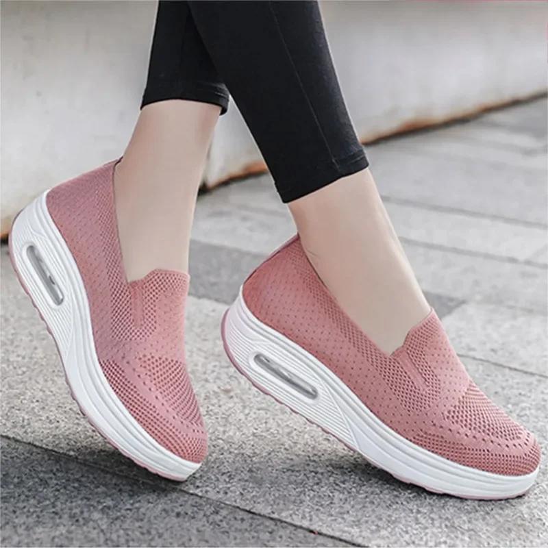 Модные женские повседневные кроссовки Slip on, дышащие, с сетчатым верхом, для бега, ходьбы, езды на велосипеде, вождения, Zapatos De Mujer