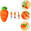 Carrot Shaped Plates Utensils Set for Kids with Fork Spoon Straw and Plate for Weaning Fun Mealtime Experience