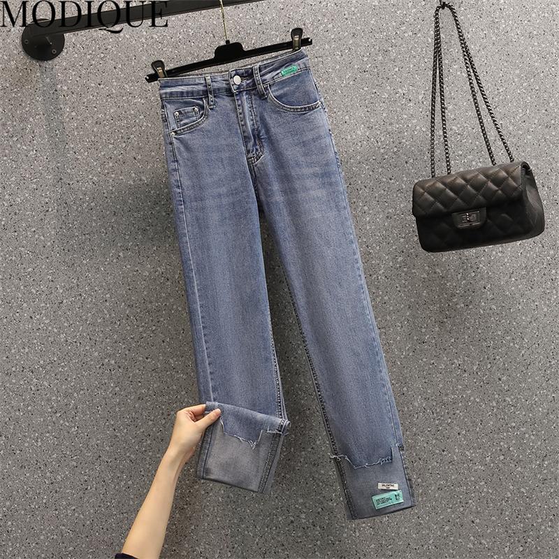 MODIQUE Осенние Большие размеры Новые женские эластичные прямые брюки до щиколотки Женские базовые повседневные джинсовые джинсы полной длины Женские длинные хлопковые брюки