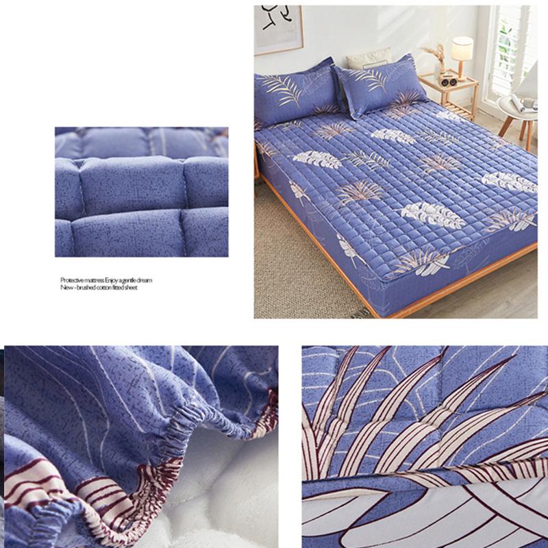 Thicken Quilted Bedspread Elastic Sheets Cotton Soft Bedding Sheet Mattress Cover Non-slip Sheet Dust Cover Fitted Sheet Mattress Topper
