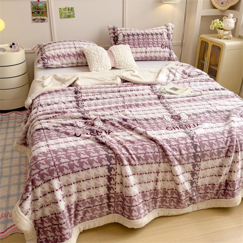 Yunjin Double-Sided Winter Fleece Blanket - Thick, Cozy Sofa Throw & Office Shawl