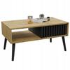 Scandinavian Coffee Table, Lamella Artisan/black Loft Table with Shelf