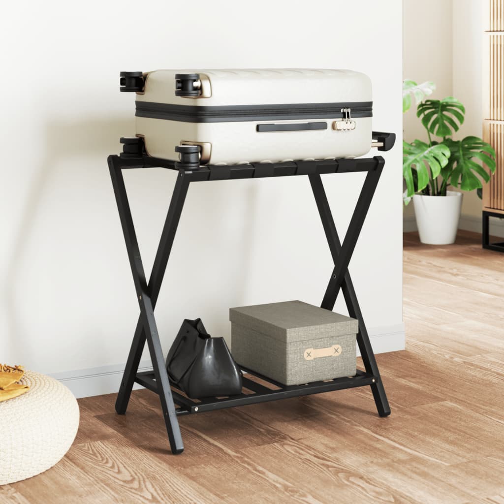 Luggage Rack Black 68 x 38 x 58 cm Bamboo