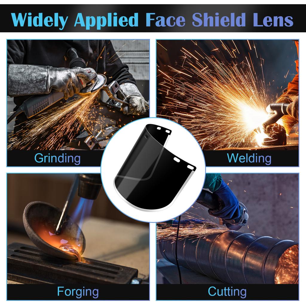 Haishell 2 шт. Запасные линзы для защитного экрана для лица, Тонированные черным, Защитный козырек для каски для сварки, шлифовки, косплея (40X20См/15