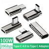 Адаптер Type C 100 Вт 20 Гбит/с Быстрая зарядка USB C Штекер Передача 90-градусный Угол Передача данных Конвертер Штекер-Розетка Ноутбук