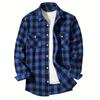Men's Shirts Button-Up Classic Plaid Smart Casual Flannel Shirt Long Sleeved Chest Two Pockets Design Spring Autumn Men Tops