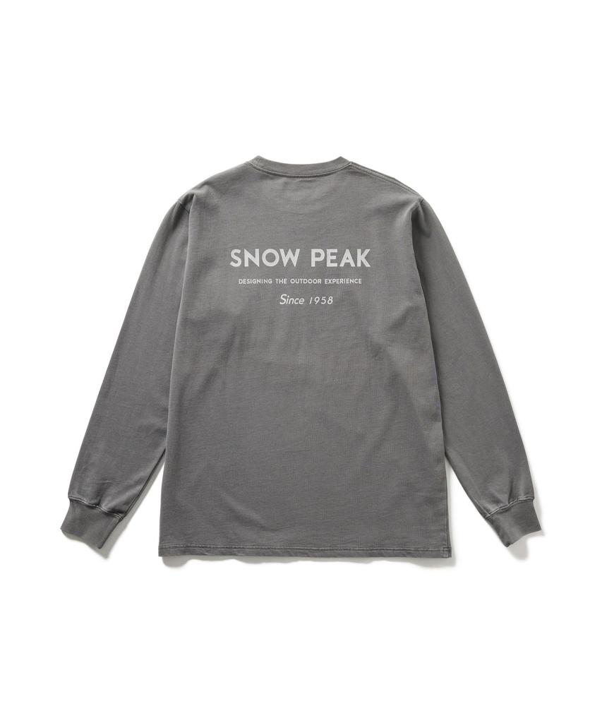 Snow Peak Garment Dyed Short and Size L L/S T-Shirt TS-25AU012, Sleeve, Men's Women's, Charcoal,