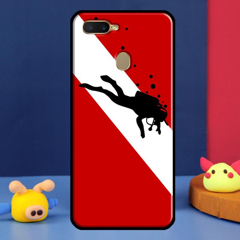 Чехол-кейс с флагом дайвера для Oppo A98 A78 A58 A15 A16 A17 A5 A9 A91 A52 A72 A76 A96 A74 A94 A54 S A57 A77