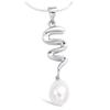 [E9186] - Серебряный кулон «Жемчужная красота» серебристо-белый (родиевое покрытие) - 10х33 мм