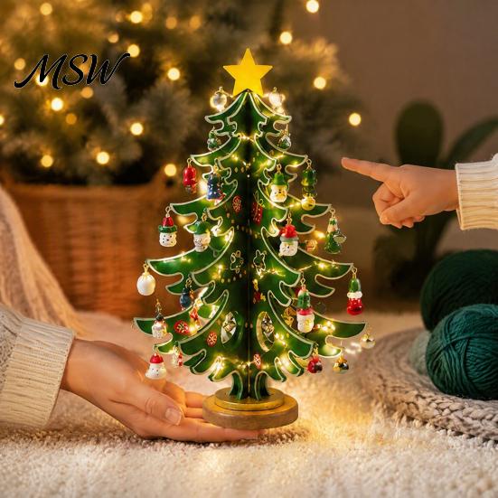 Holiday Countdown Ritual Gift Wooden Christmas Tree Advent Calendar 2026, 24-Day Tabletop Xmas Family Activity Set Ornaments for Party Supplies, Home