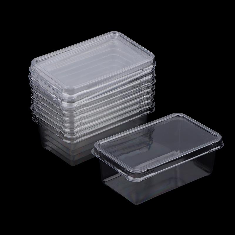 10Pcs Transparent Dessert Box With Lids Plastic Hinged Takeout Containers Food Packaging Boxes For Cakes Cookies Salad Food