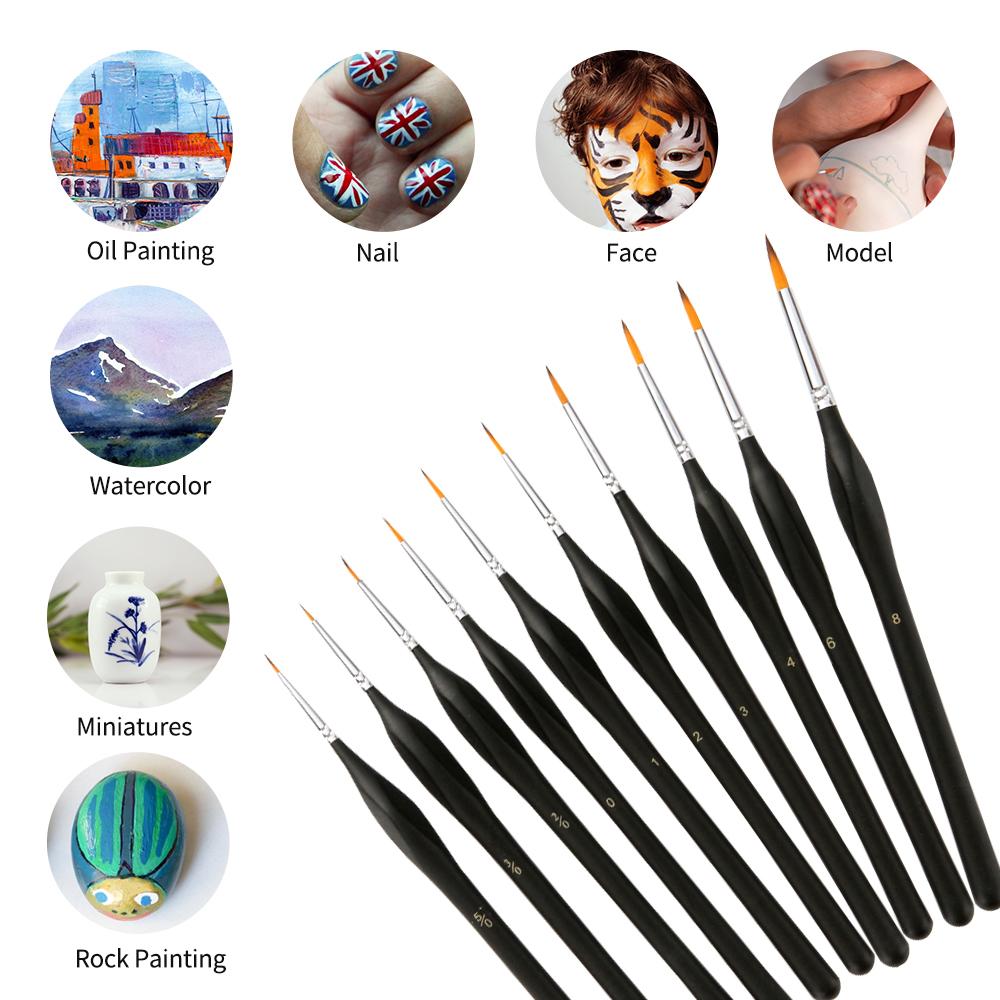 Набор кистей для рисования деталей, 10 шт., профессиональные миниатюрные художественные кисти для рисования, нейлоновые волосы