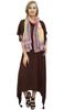 Bimba Women's Sleeve Black Asymmetrical Hem Maxi Dress with Scarf-14
