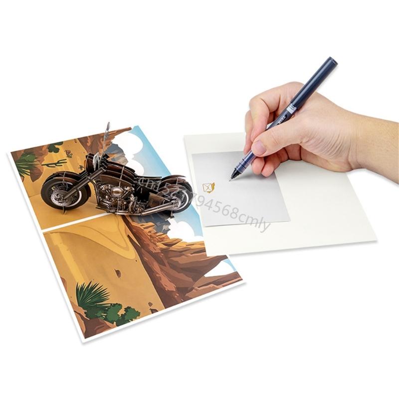 Многофункциональная всплывающая открытка на день рождения для мотоциклиста, подходит для друга и семьи 6XDE