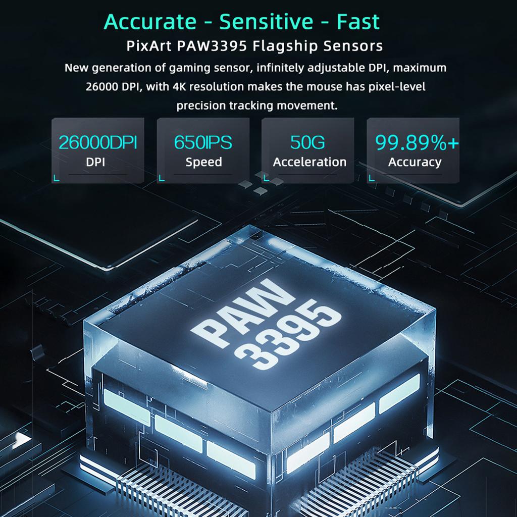Darmoshark M3 4K Беспроводная проводная перезаряжаемая игровая мышь BT5.0 TriMode 26000DPI TTC PAM3395