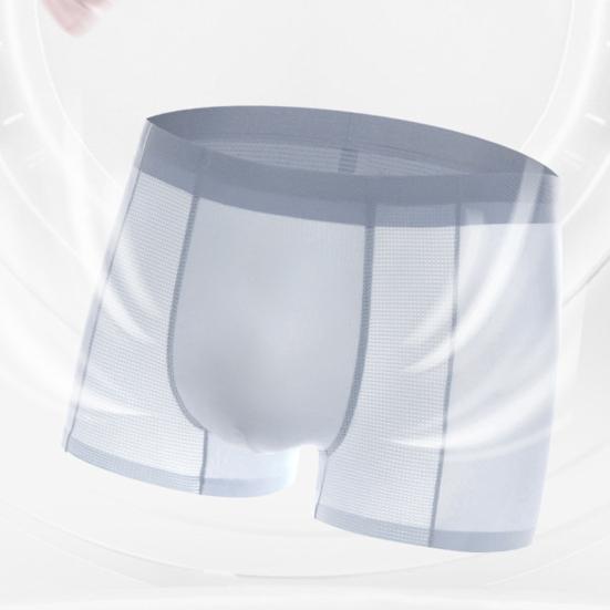 Мужские трусы-боксеры средней посадки с эластичным поясом, дышащие сетчатые шорты, однотонные летние охлаждающие трусы из ледяного шелка