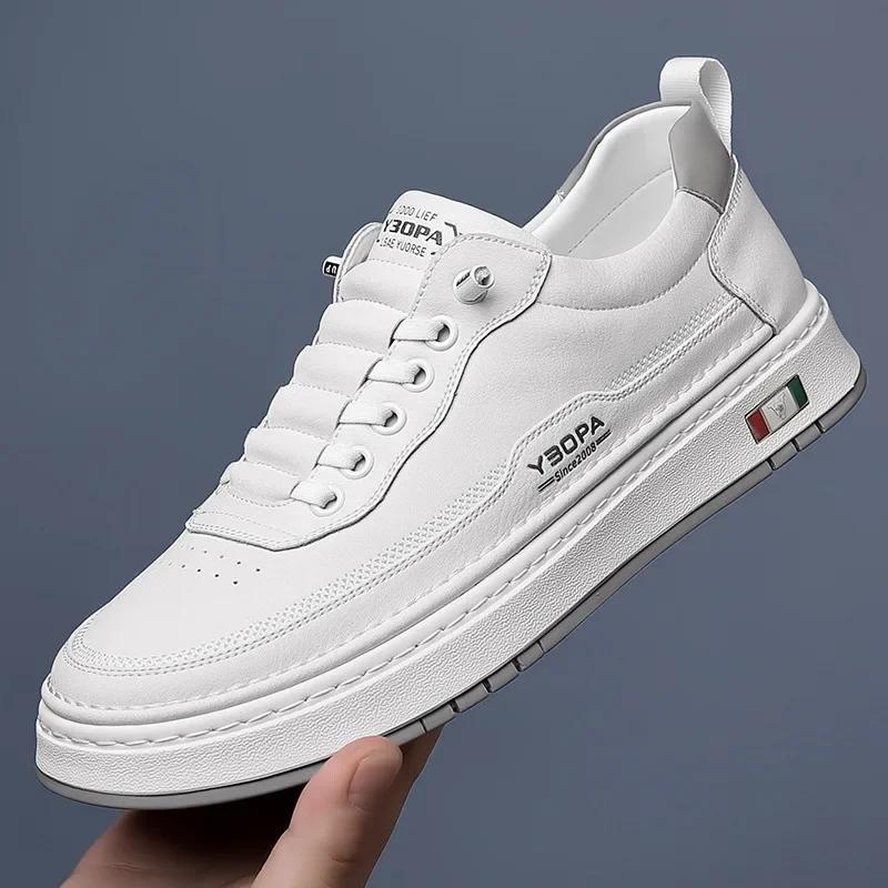 Spring Autumn Big Size Cow Leather Board Shoes for Men Fashion Soft-soled Men's Casual Sneakers Designer Outdoor Sport Shoes Men